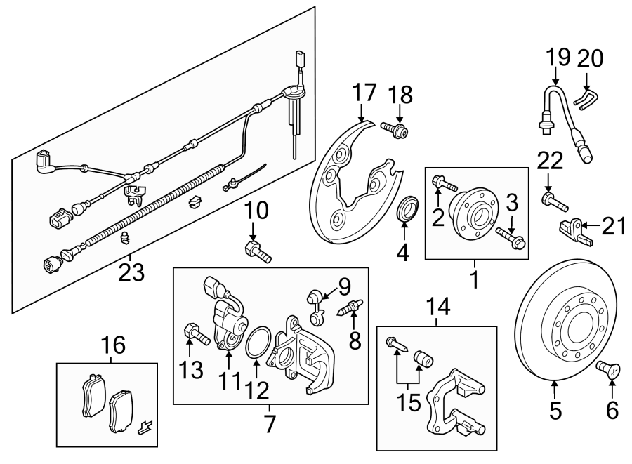 REAR SUSPENSION. BRAKE COMPONENTS.