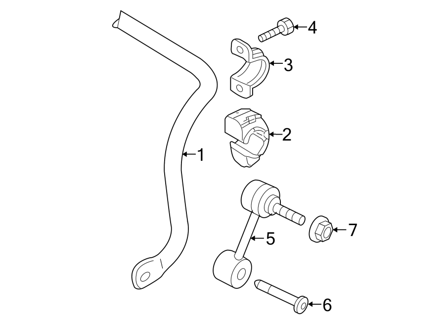 REAR SUSPENSION. STABILIZER BAR & COMPONENTS.