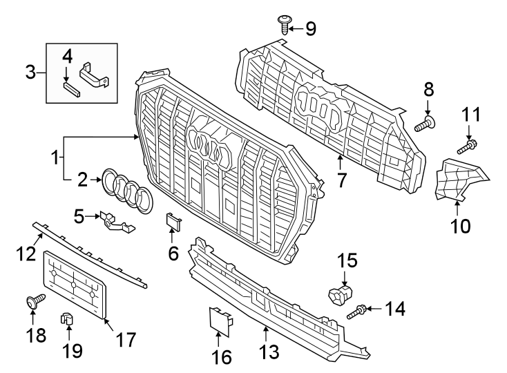 19FRONT BUMPER & GRILLE. GRILLE & COMPONENTS.https://images.simplepart.com/images/parts/motor/fullsize/1376020.png