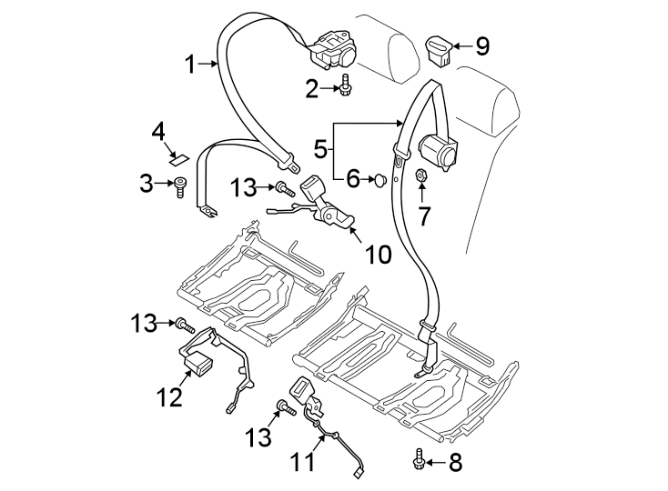 9RESTRAINT SYSTEMS. REAR SEAT BELTS.https://images.simplepart.com/images/parts/motor/fullsize/1376475.png