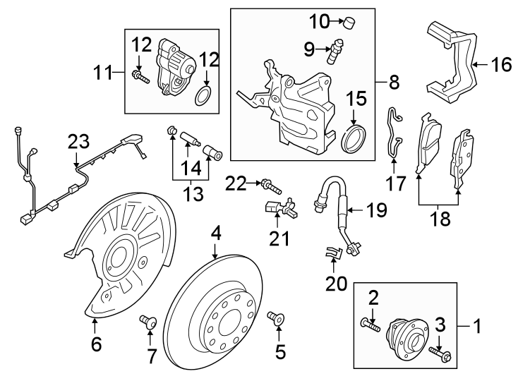 Rear suspension. Brake components.