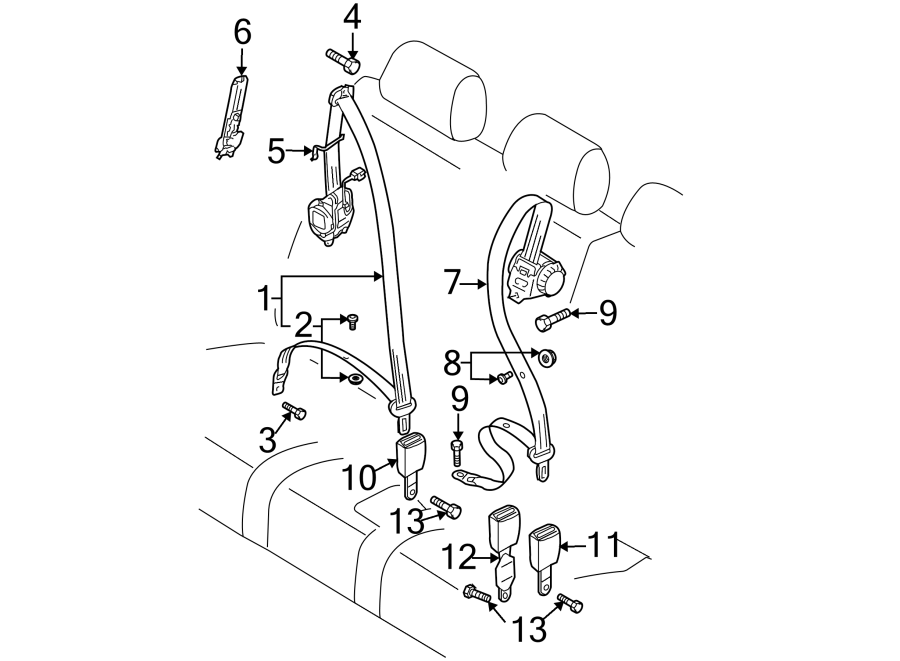 13RESTRAINT SYSTEMS. REAR SEAT BELTS.https://images.simplepart.com/images/parts/motor/fullsize/1380675.png