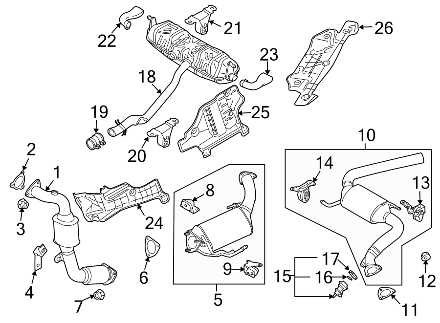 EXHAUST SYSTEM. EXHAUST COMPONENTS.