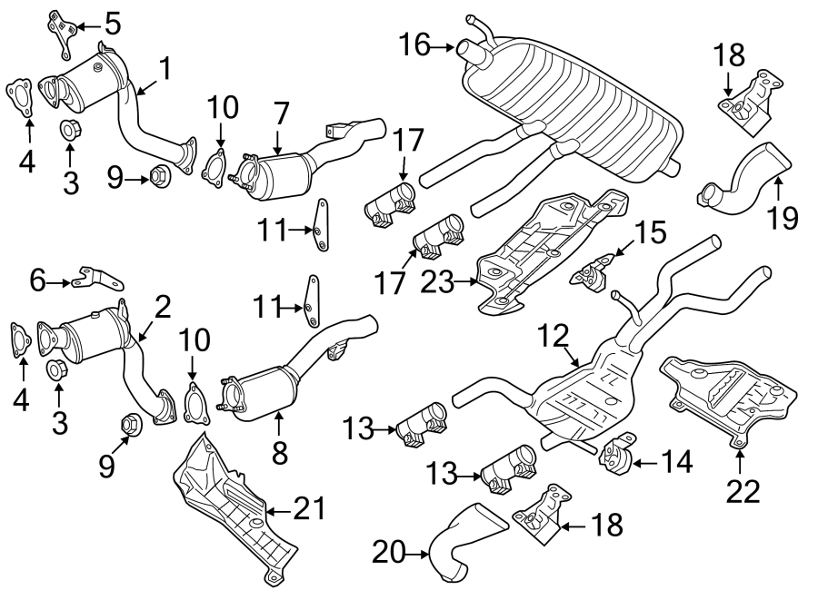 EXHAUST SYSTEM. EXHAUST COMPONENTS.