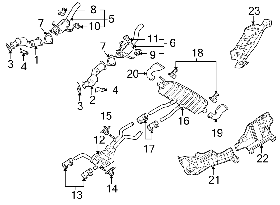 EXHAUST SYSTEM. EXHAUST COMPONENTS.