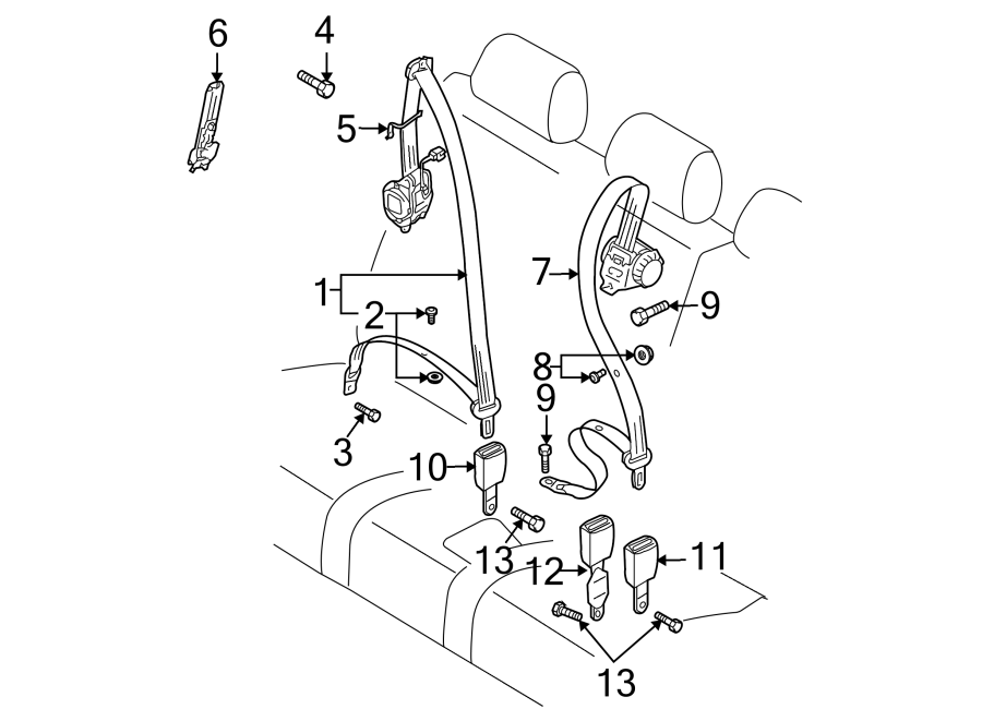 1RESTRAINT SYSTEMS. REAR SEAT BELTS.https://images.simplepart.com/images/parts/motor/fullsize/1381675.png