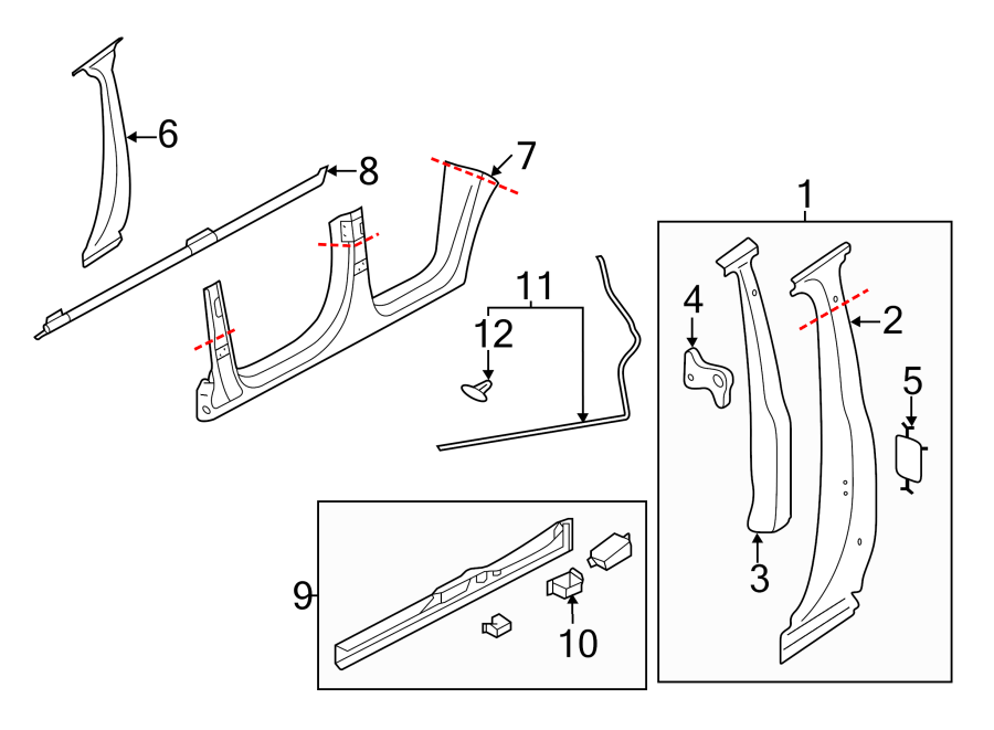 11PILLARS. ROCKER & FLOOR. CENTER PILLAR & ROCKER.https://images.simplepart.com/images/parts/motor/fullsize/1381785.png