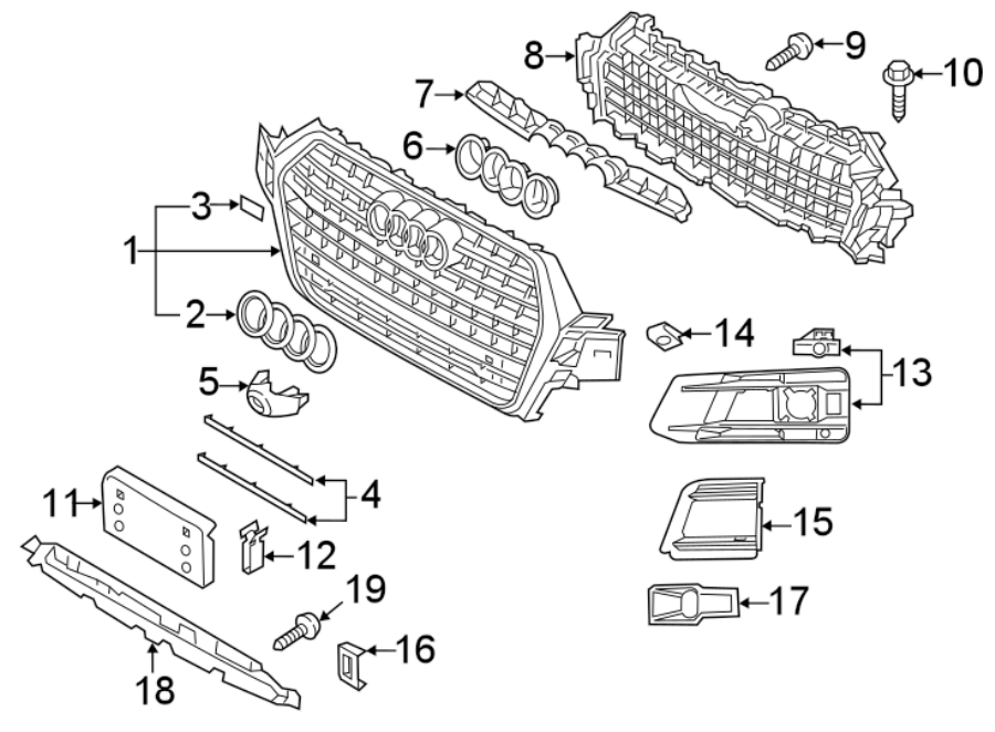 13FRONT BUMPER & GRILLE. GRILLE & COMPONENTS.https://images.simplepart.com/images/parts/motor/fullsize/1382015.png