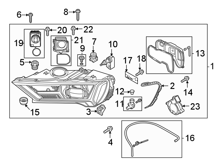 19Front lamps. Headlamp components.https://images.simplepart.com/images/parts/motor/fullsize/1382031.png