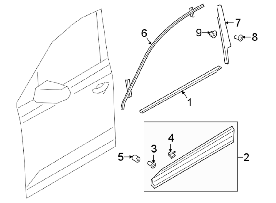 9FRONT DOOR. EXTERIOR TRIM.https://images.simplepart.com/images/parts/motor/fullsize/1382630.png