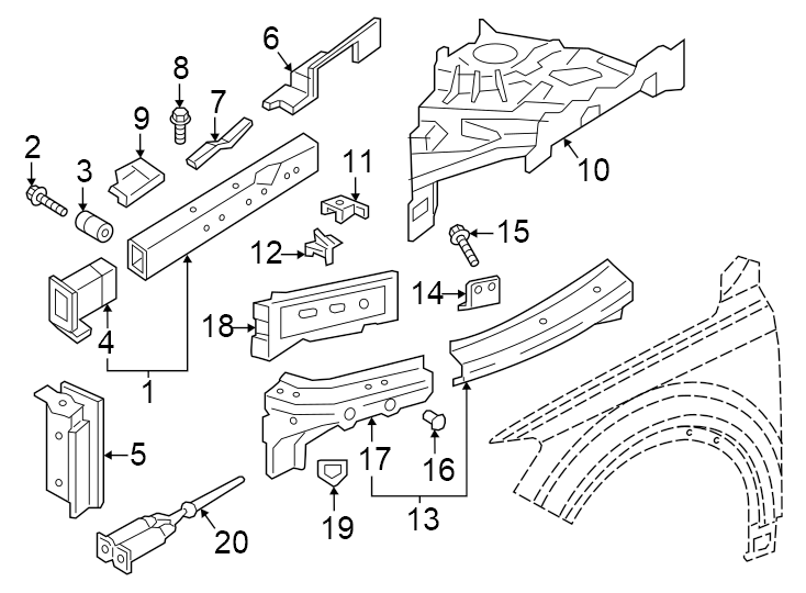 14Fender. Structural components & rails.https://images.simplepart.com/images/parts/motor/fullsize/1383225.png