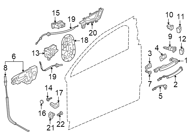 15Handles & lock. Rear. W/O power latch. W/POWER latch.https://images.simplepart.com/images/parts/motor/fullsize/1383645.png