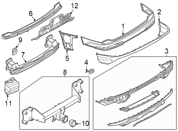 12Cover and components. Q7. W/O trailer hitch. W/TRAILER hitch.https://images.simplepart.com/images/parts/motor/fullsize/1383885.png