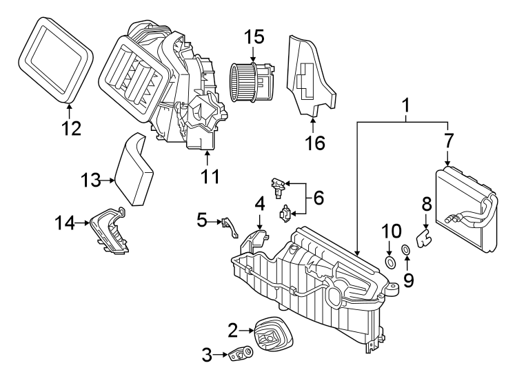 Air conditioner & heater. Evaporator housing.