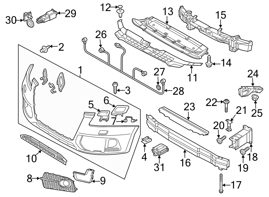 18FRONT BUMPER & GRILLE. BUMPER & COMPONENTS.https://images.simplepart.com/images/parts/motor/fullsize/1385027.png