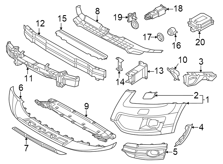 13Front bumper & grille. Bumper & components.https://images.simplepart.com/images/parts/motor/fullsize/1385029.png