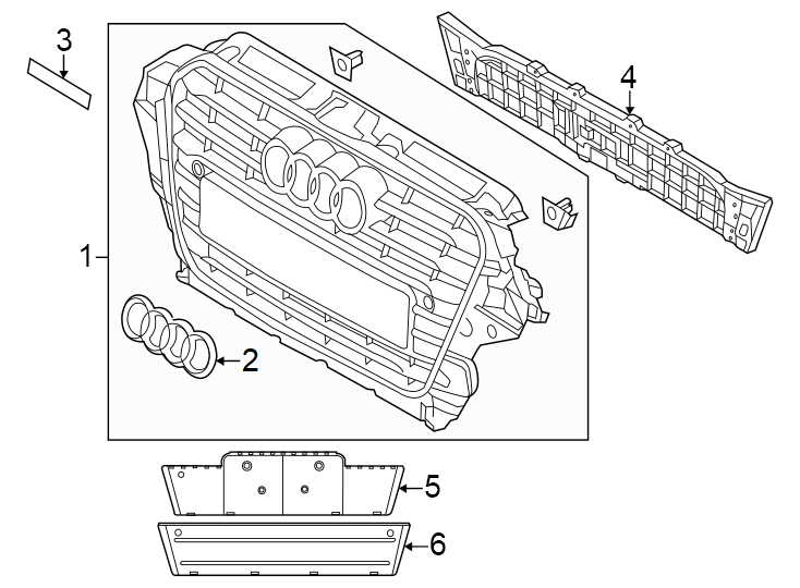 5Front bumper & grille. Grille & components.https://images.simplepart.com/images/parts/motor/fullsize/1385031.png