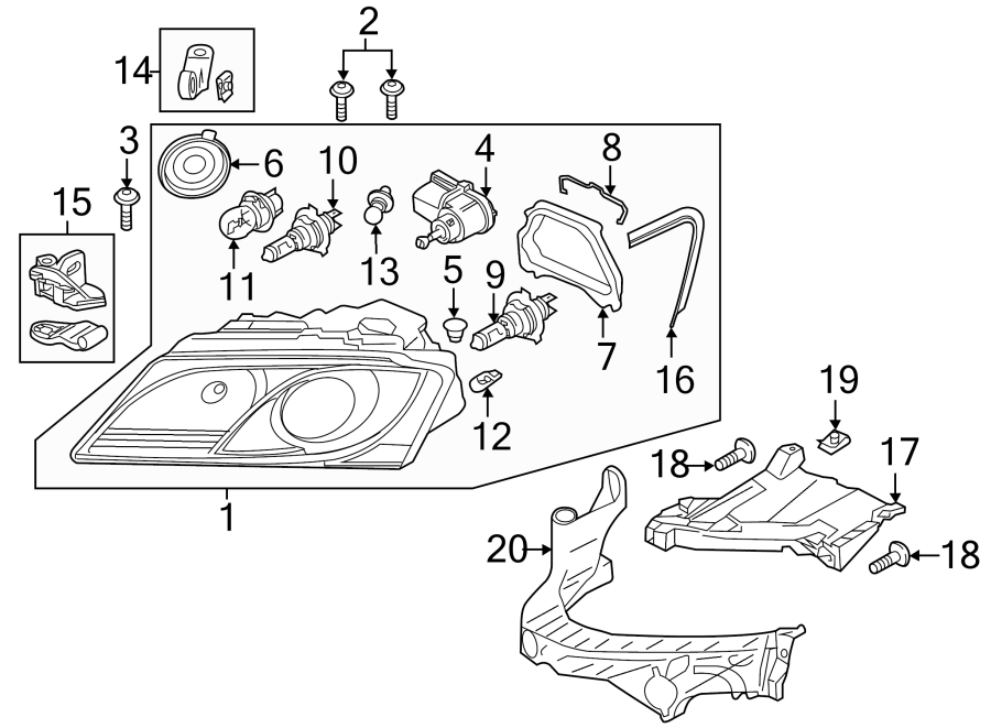 11FRONT LAMPS. HEADLAMP COMPONENTS.https://images.simplepart.com/images/parts/motor/fullsize/1385035.png