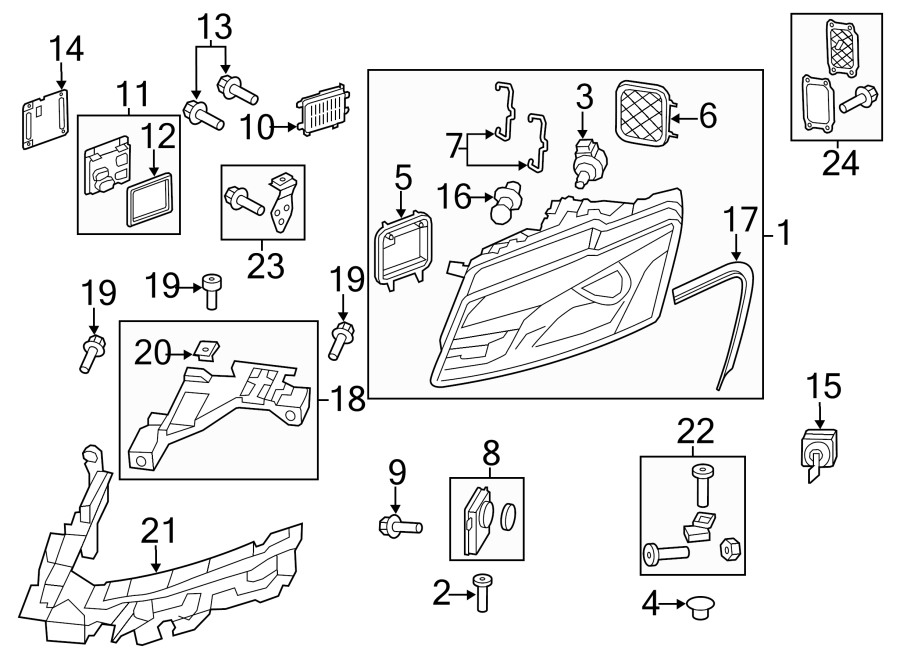 11FRONT LAMPS. HEADLAMP COMPONENTS.https://images.simplepart.com/images/parts/motor/fullsize/1385045.png