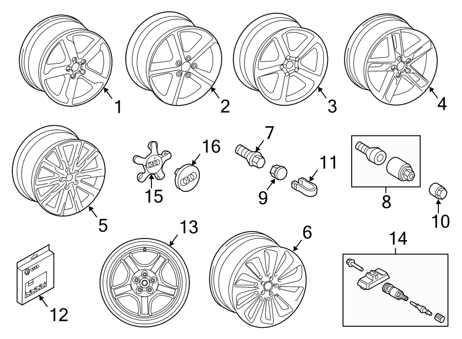 Diagram WHEELS. COVERS & TRIM. for your Audi SQ8  