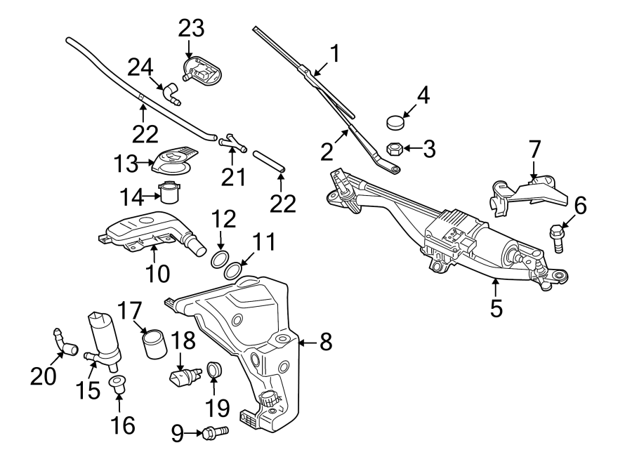 Diagram WINDSHIELD. WIPER & WASHER COMPONENTS. for your Audi TTS  