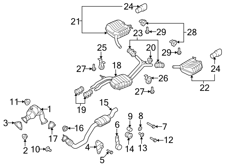 Diagram EXHAUST SYSTEM. EXHAUST COMPONENTS. for your Audi SQ5  