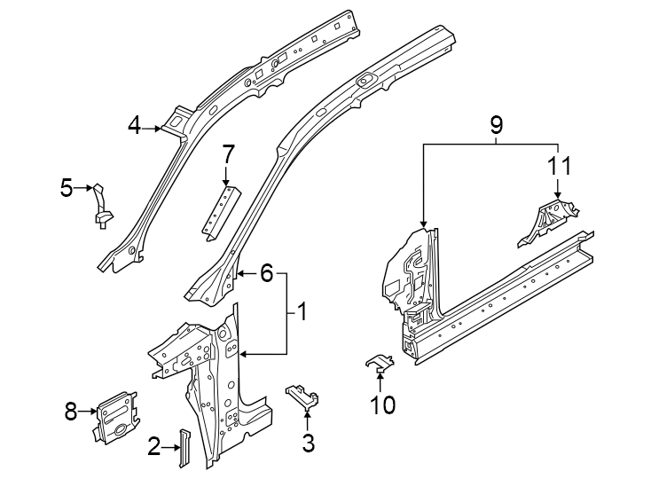 10Pillars. Rocker & floor. Hinge pillar.https://images.simplepart.com/images/parts/motor/fullsize/1386670.png