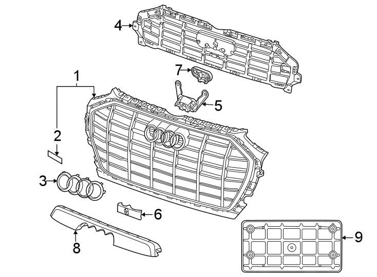 Front bumper & grille. Grille & components.https://images.simplepart.com/images/parts/motor/fullsize/1387024.png