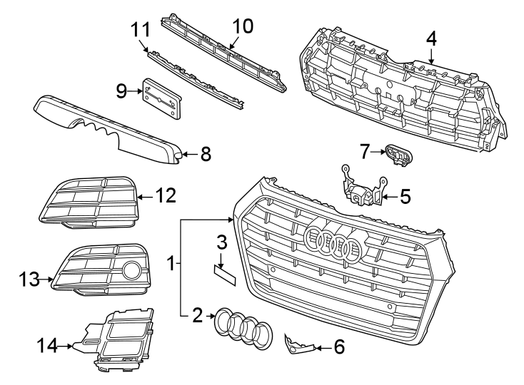 3Front bumper & grille. Grille & components.https://images.simplepart.com/images/parts/motor/fullsize/1387027.png