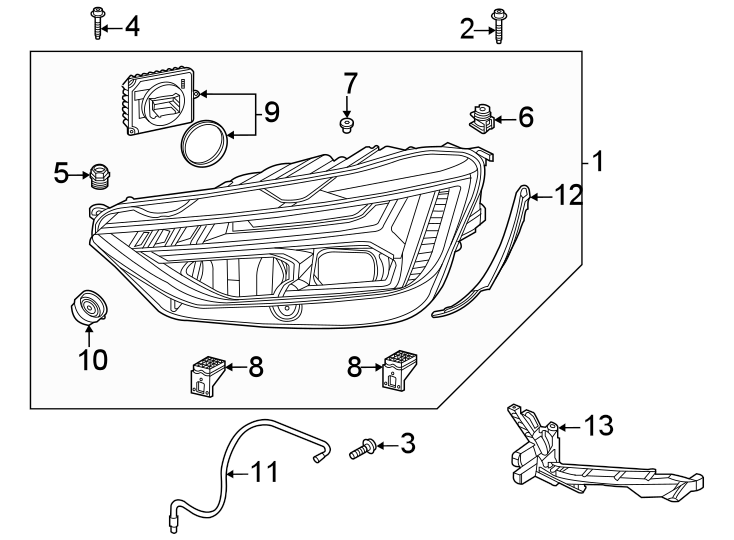 11Front lamps. Headlamp components.https://images.simplepart.com/images/parts/motor/fullsize/1387042.png