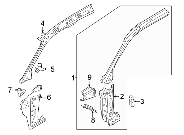 8Pillars. Rocker & floor. Hinge pillar.https://images.simplepart.com/images/parts/motor/fullsize/1387643.png