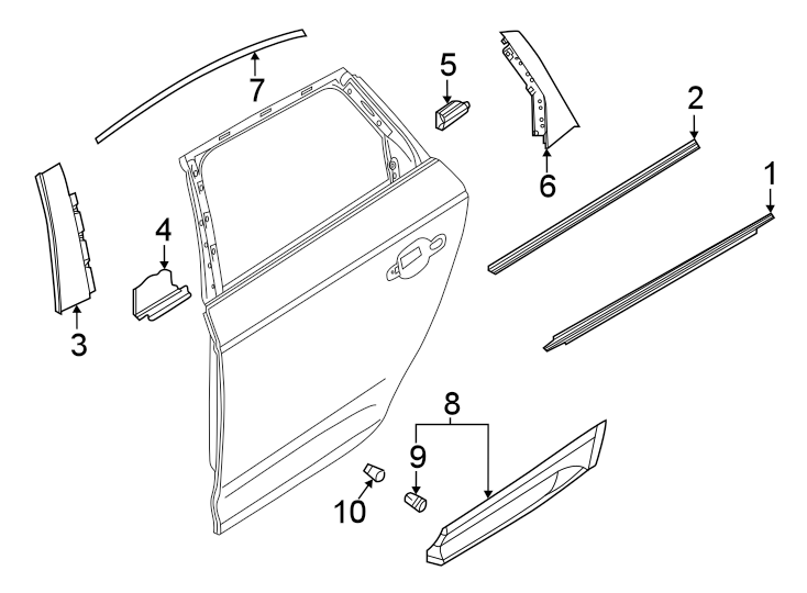 2Rear door. Exterior trim.https://images.simplepart.com/images/parts/motor/fullsize/1387707.png