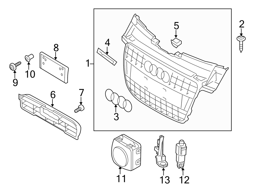 8FRONT BUMPER & GRILLE. GRILLE & COMPONENTS.https://images.simplepart.com/images/parts/motor/fullsize/1390010.png