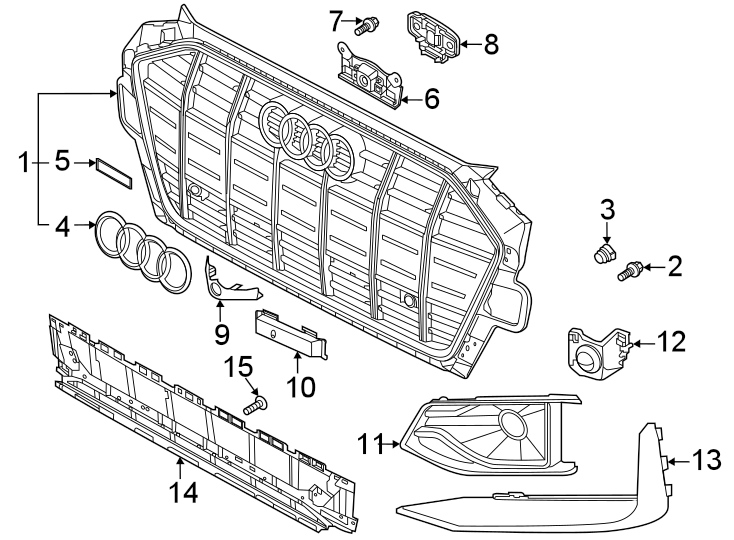 4Front bumper & grille. Grille & components.https://images.simplepart.com/images/parts/motor/fullsize/1390013.png