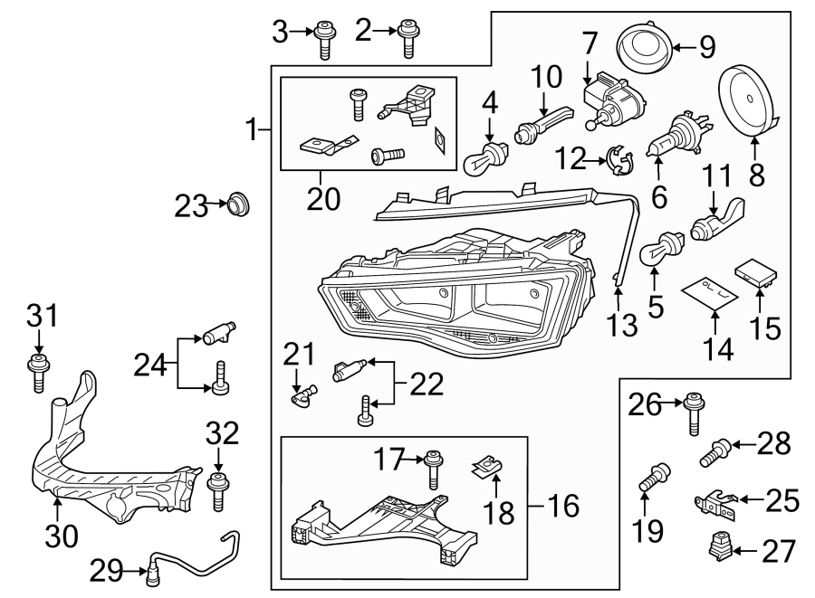 11FRONT LAMPS. HEADLAMP COMPONENTS.https://images.simplepart.com/images/parts/motor/fullsize/1390020.png