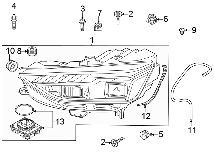 13Front lamps. Headlamp components.https://images.simplepart.com/images/parts/motor/fullsize/1390026.png