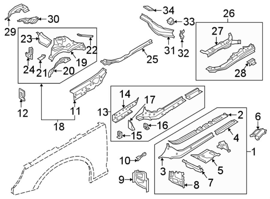 35Fender. Structural components & rails.https://images.simplepart.com/images/parts/motor/fullsize/1390172.png