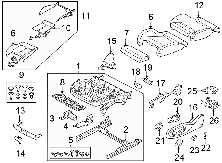 6Seats & tracks. Passenger seat components.https://images.simplepart.com/images/parts/motor/fullsize/1390602.png