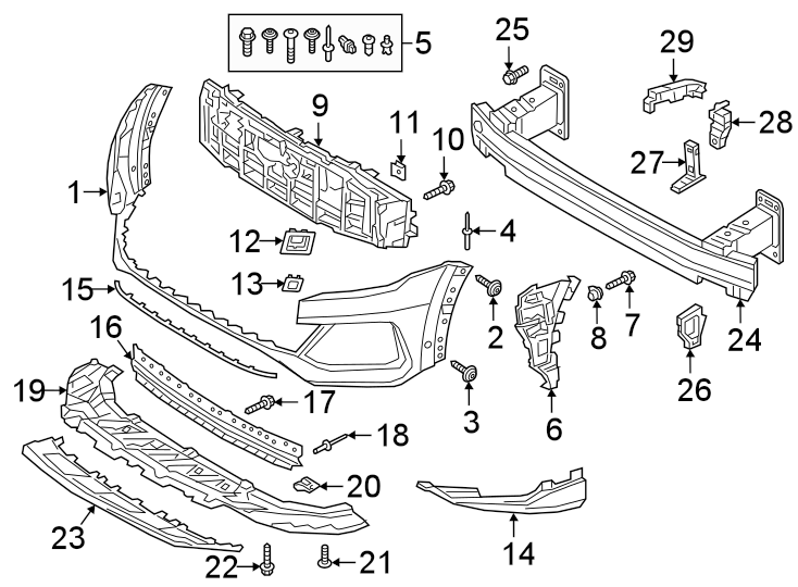 26FRONT BUMPER & GRILLE. BUMPER & COMPONENTS.https://images.simplepart.com/images/parts/motor/fullsize/1392005.png