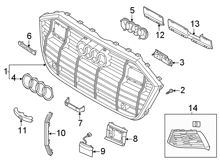 9Front bumper & grille. Grille & components.https://images.simplepart.com/images/parts/motor/fullsize/1394015.png