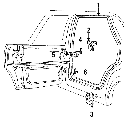 4REAR DOOR. WEATHERSTRIP & HINGE.https://images.simplepart.com/images/parts/motor/fullsize/1395520.png