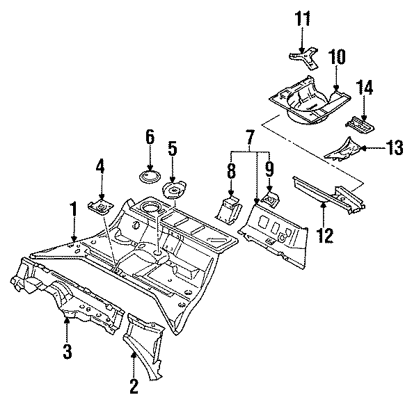 Full size assembly image of REAR BODY. REAR FLOOR. (1/1)