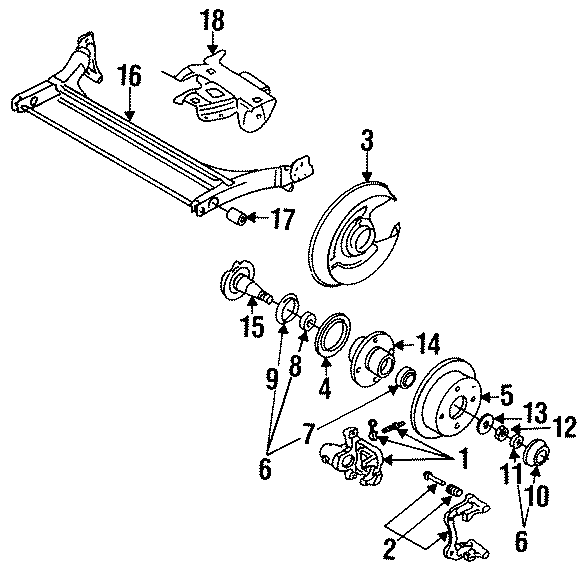 REAR SUSPENSION. BRAKE COMPONENTS.