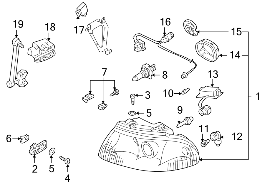 13FRONT LAMPS. HEADLAMP COMPONENTS.https://images.simplepart.com/images/parts/motor/fullsize/1396019.png