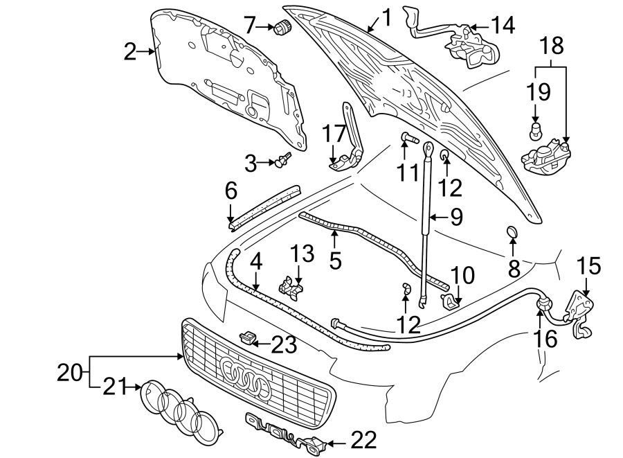 HOOD & GRILLE. GRILLE & COMPONENTS. HOOD & COMPONENTS.