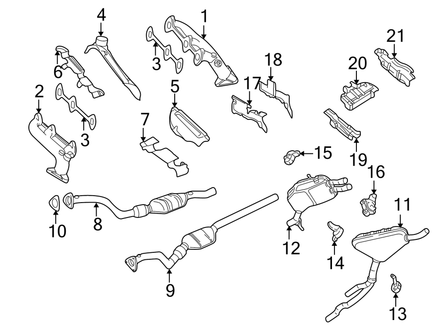 21EXHAUST SYSTEM. EXHAUST COMPONENTS. MANIFOLD.https://images.simplepart.com/images/parts/motor/fullsize/1396130.png