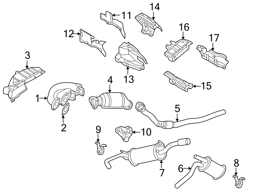 15Exhaust system. Exhaust components. Manifold.https://images.simplepart.com/images/parts/motor/fullsize/1396132.png