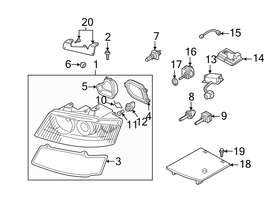 14FRONT LAMPS. HEADLAMP COMPONENTS.https://images.simplepart.com/images/parts/motor/fullsize/1397015.png