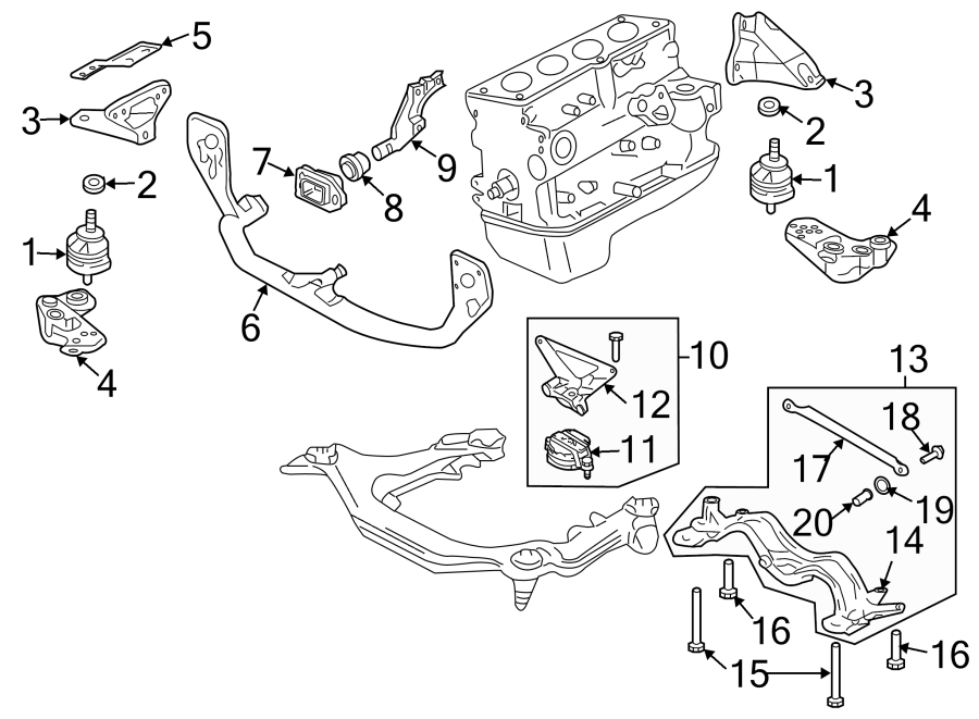 1ENGINE / TRANSAXLE. ENGINE & TRANS MOUNTING.https://images.simplepart.com/images/parts/motor/fullsize/1397215.png