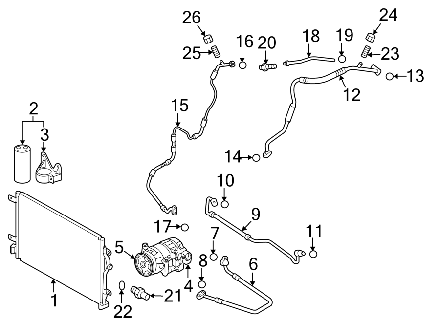 AIR CONDITIONER & HEATER. COMPRESSOR & LINES. CONDENSER.